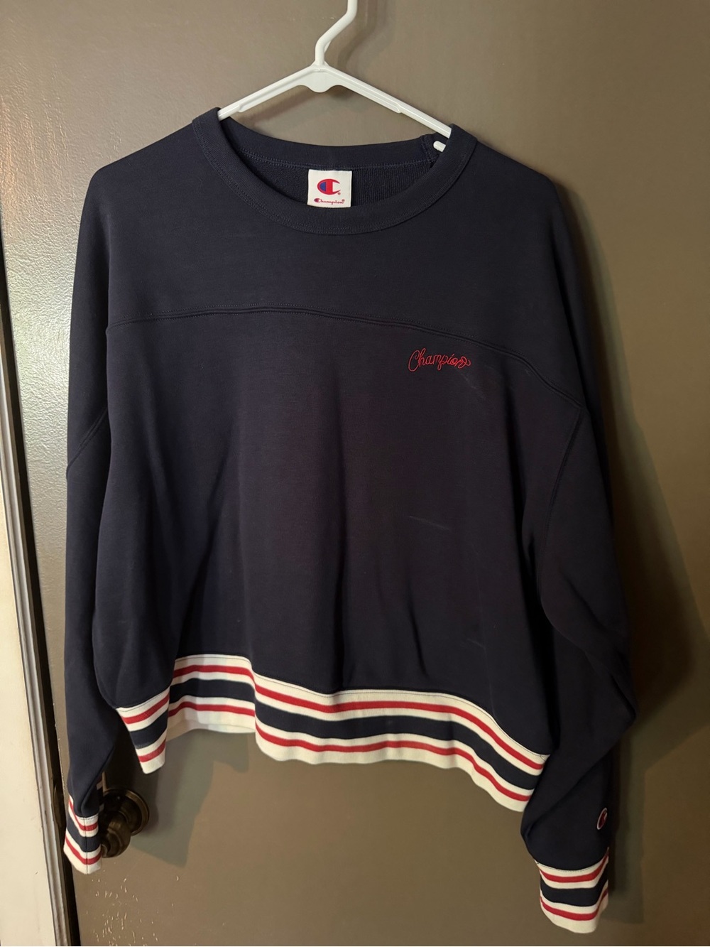Champion Dark Blue Tee with Red and Blue Logo
